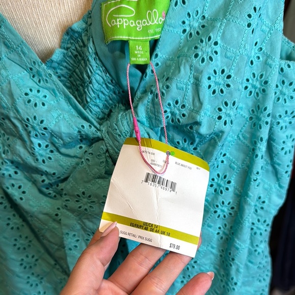 NWT Pappagallo Teal Eyelet Dress - Picture 3 of 3